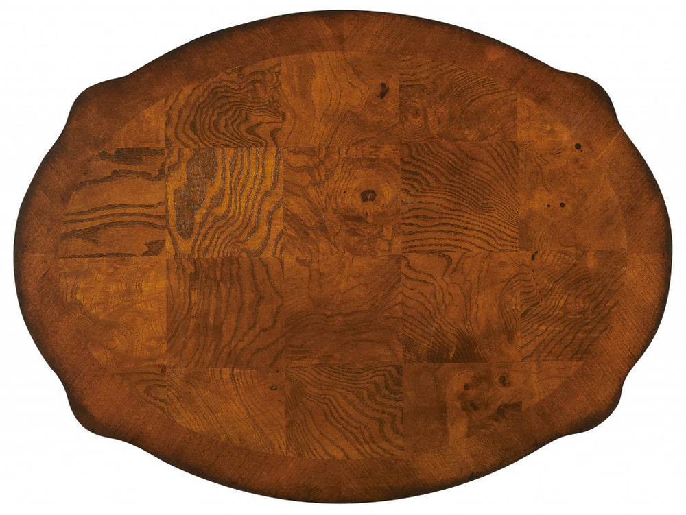 26" Medium Brown And Umber Solid And Manufactured Wood Oval End Table With Two Drawers And Shelf - Homeroots - Flyclothing LLC