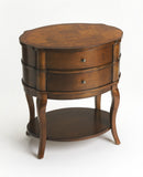 26" Medium Brown And Umber Solid And Manufactured Wood Oval End Table With Two Drawers And Shelf - Homeroots - Flyclothing LLC