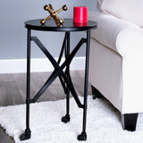 23" Black Industrial Rolling Round End Table - Homeroots