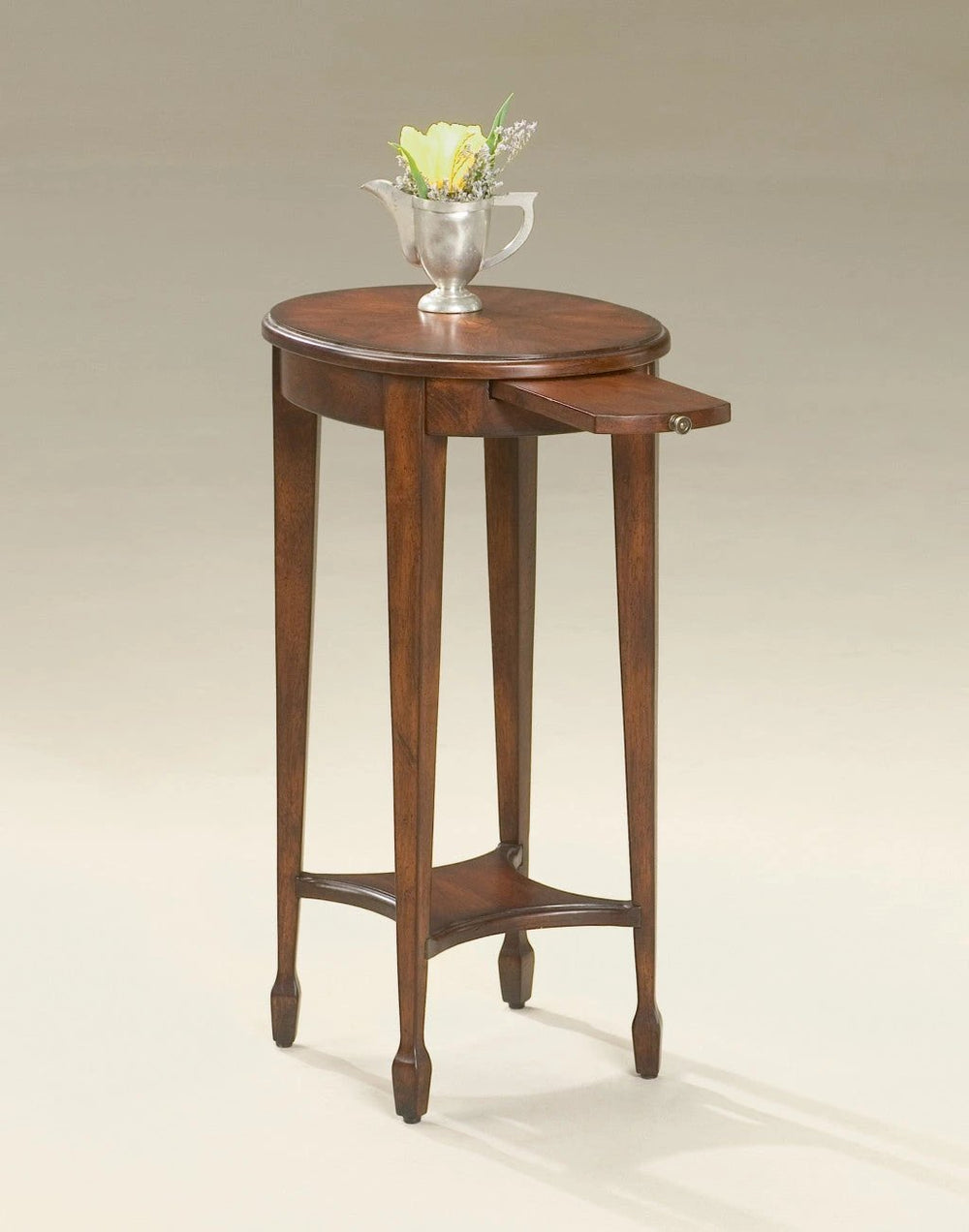 26" Dark Brown And Cherry Manufactured Wood Oval End Table With Shelf - Homeroots - Flyclothing LLC