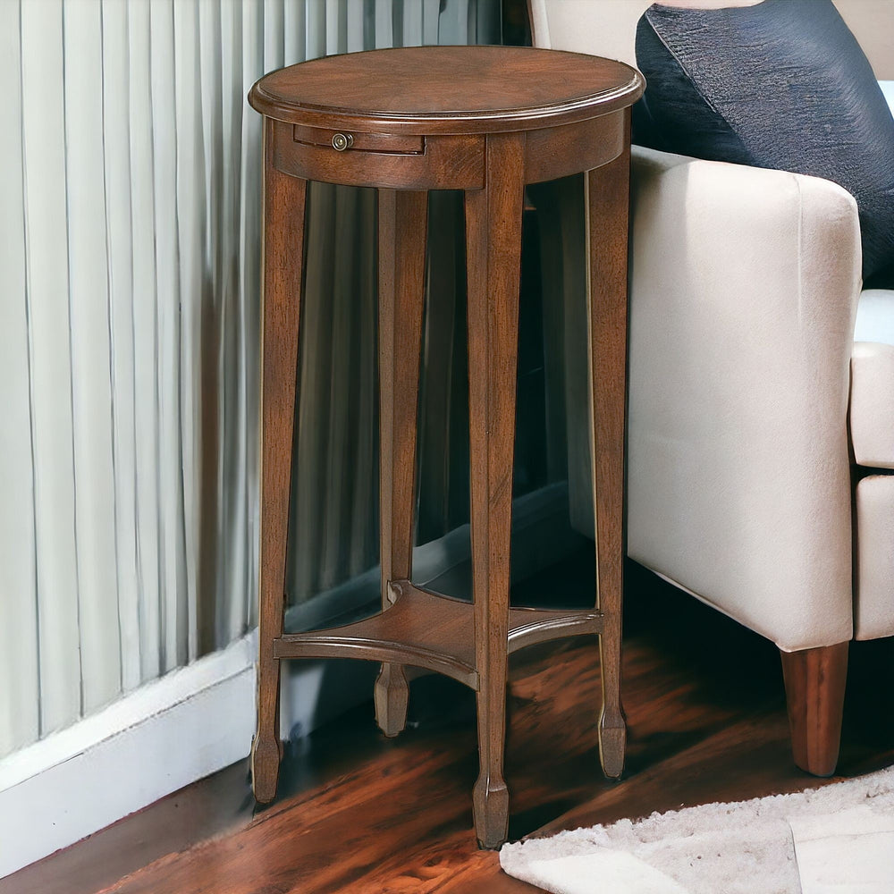 26" Dark Brown And Cherry Manufactured Wood Oval End Table With Shelf - Homeroots - Flyclothing LLC