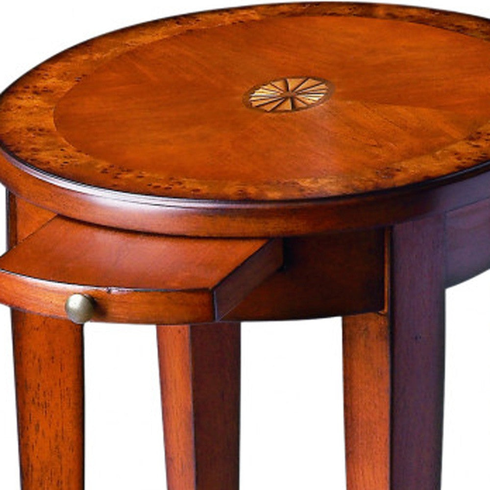 26" Medium Brown And Olive Ash Manufactured Wood Oval End Table With Shelf - Homeroots - Flyclothing LLC