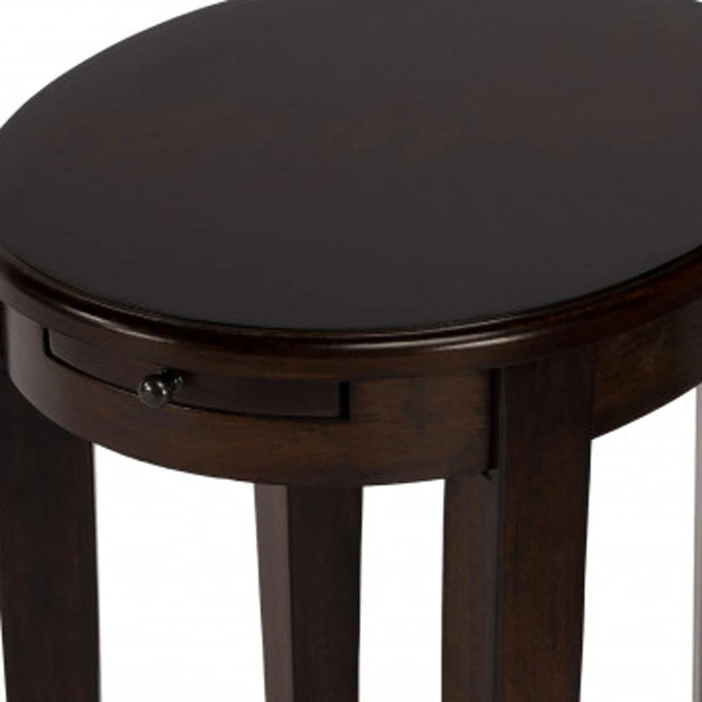 26" Chestnut Oval End Table With Shelf - Homeroots - Flyclothing LLC
