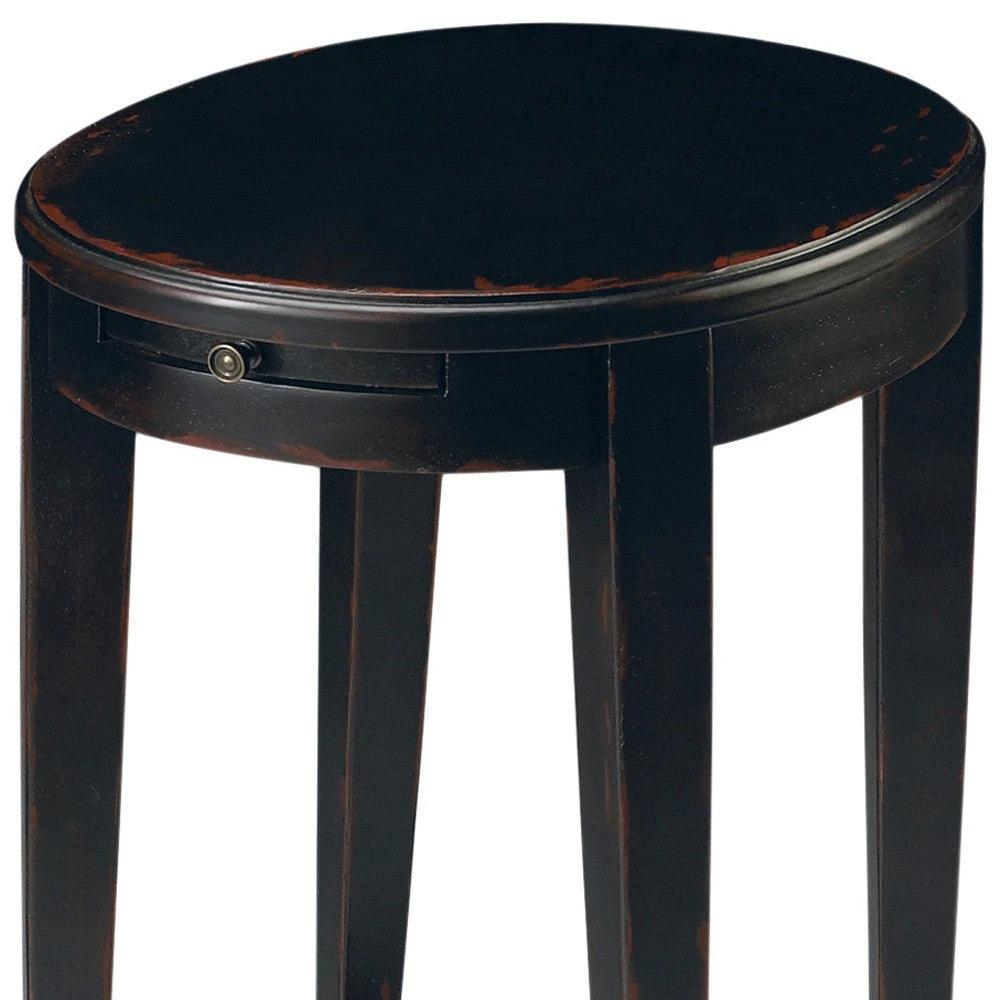 26" Rustic Black Manufactured Wood Oval End Table With Shelf - Homeroots - Flyclothing LLC