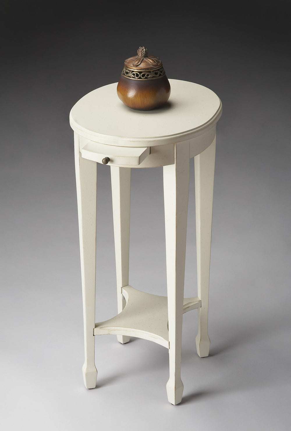 26" White Oval End Table With Shelf - Homeroots - Flyclothing LLC