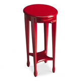 26" Red Manufactured Wood Oval End Table With Shelf - Homeroots - Flyclothing LLC