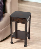 27" Dark Brown And Cherry Manufactured Wood Rectangular End Table With Drawer And Shelf