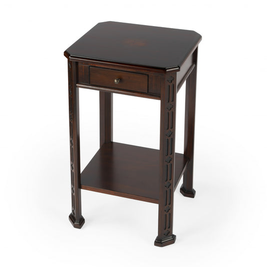 27" Dark Brown And Cherry Manufactured Wood Rectangular End Table With Drawer And Shelf - Homeroots