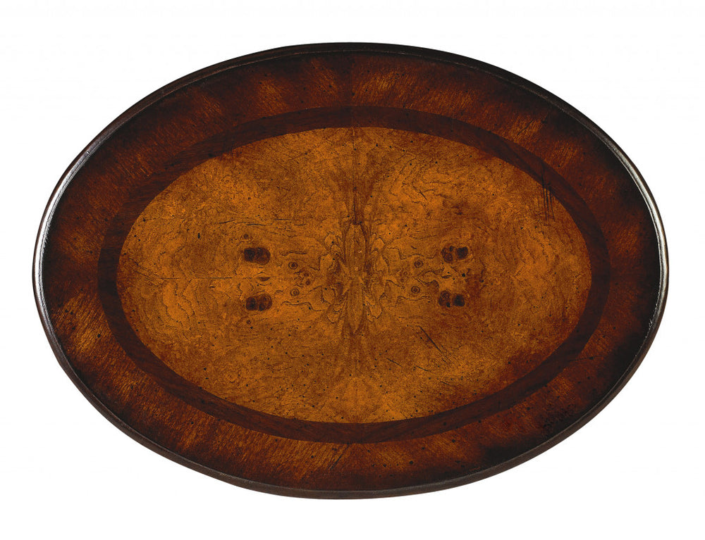 26" Dark Brown And Cherry Manufactured Wood Oval End Table With Two Drawers - Homeroots - Flyclothing LLC