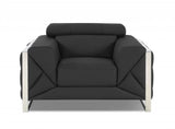 Mod Charcoal Gray Leather and Chrome Deco Accent Chair - Homeroots - Flyclothing LLC