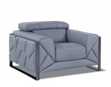 Mod Slate Blue Leather and Chrome Deco Accent Chair - Homeroots - Flyclothing LLC