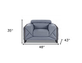 Mod Slate Blue Leather and Chrome Deco Accent Chair - Homeroots - Flyclothing LLC