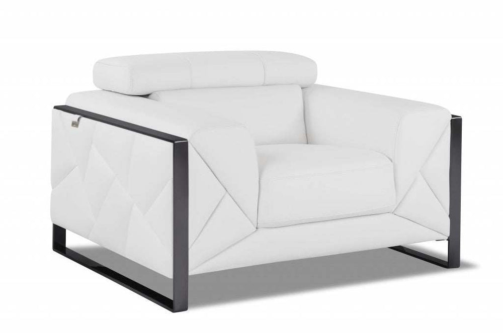 Mod Winter White Leather and Chrome Deco Accent Chair - Homeroots - Flyclothing LLC