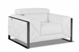 Mod Winter White Leather and Chrome Deco Accent Chair - Homeroots - Flyclothing LLC