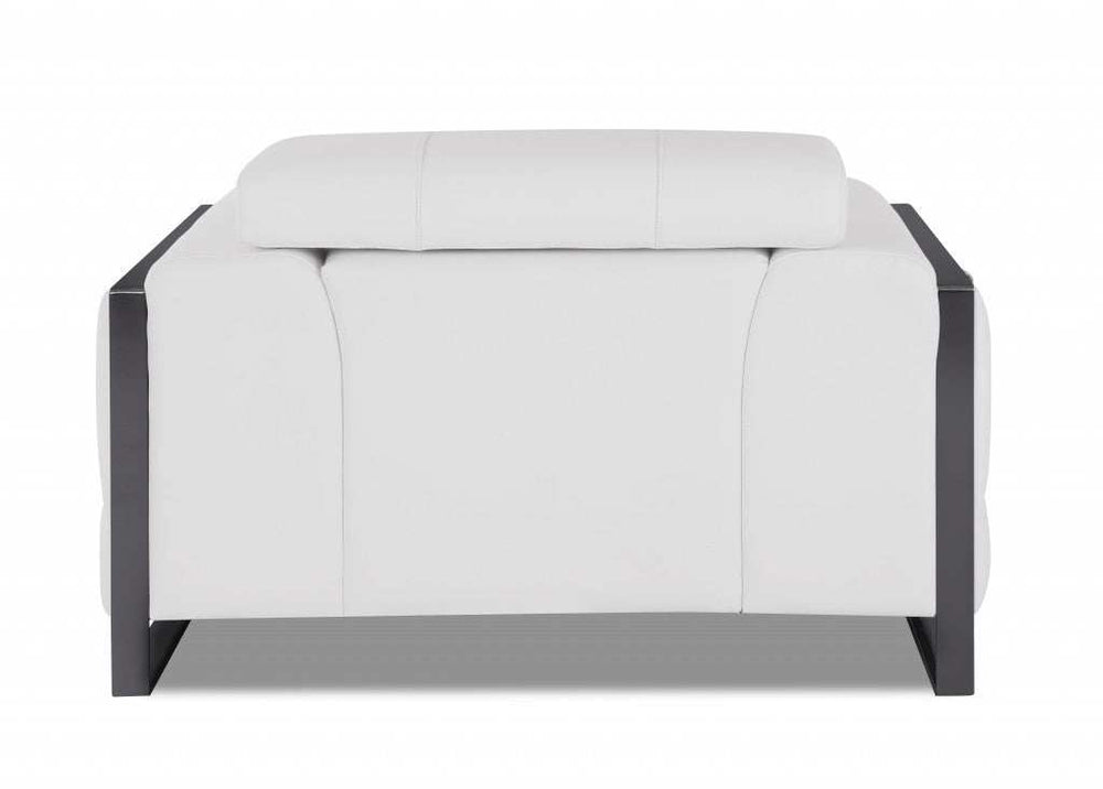 Mod Winter White Leather and Chrome Deco Accent Chair - Homeroots - Flyclothing LLC