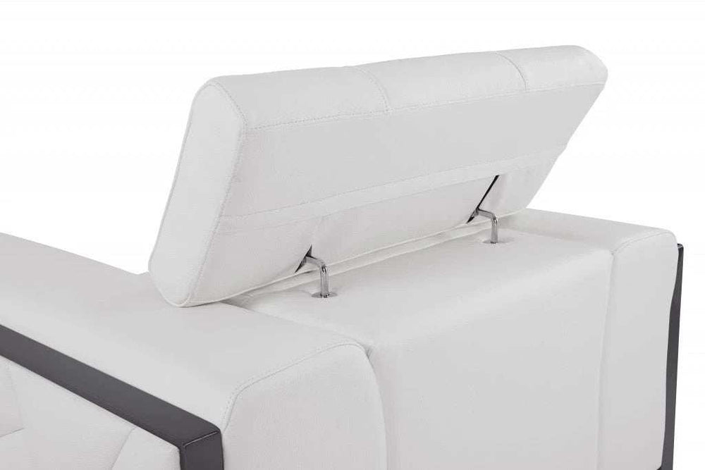 Mod Winter White Leather and Chrome Deco Accent Chair - Homeroots - Flyclothing LLC