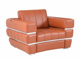 Terra Cotta Stripe Top Grade Italian Leather Chair - Homeroots - Flyclothing LLC