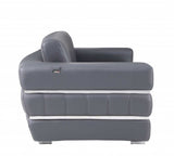 Charcoal Gray Stripe Top Grade Italian Leather Chair - Homeroots - Flyclothing LLC