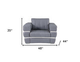 Charcoal Gray Stripe Top Grade Italian Leather Chair - Homeroots - Flyclothing LLC