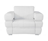 Winter White Stripe Top Grade Italian Leather Chair - Homeroots - Flyclothing LLC