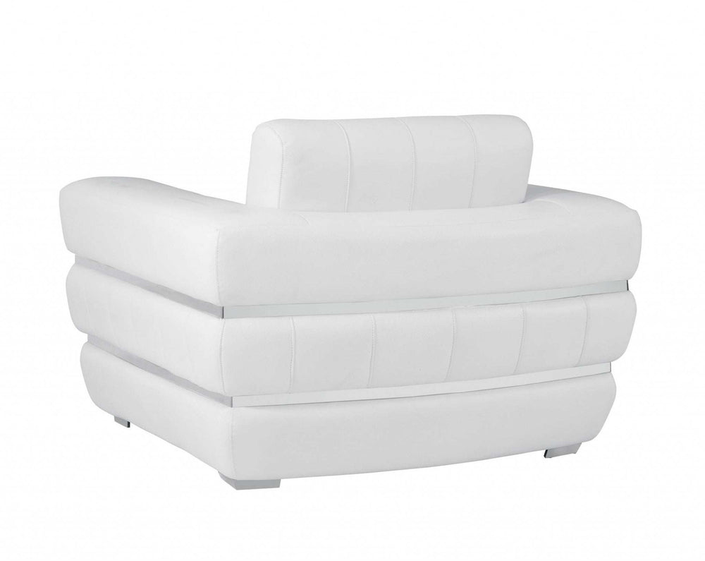 Winter White Stripe Top Grade Italian Leather Chair - Homeroots - Flyclothing LLC