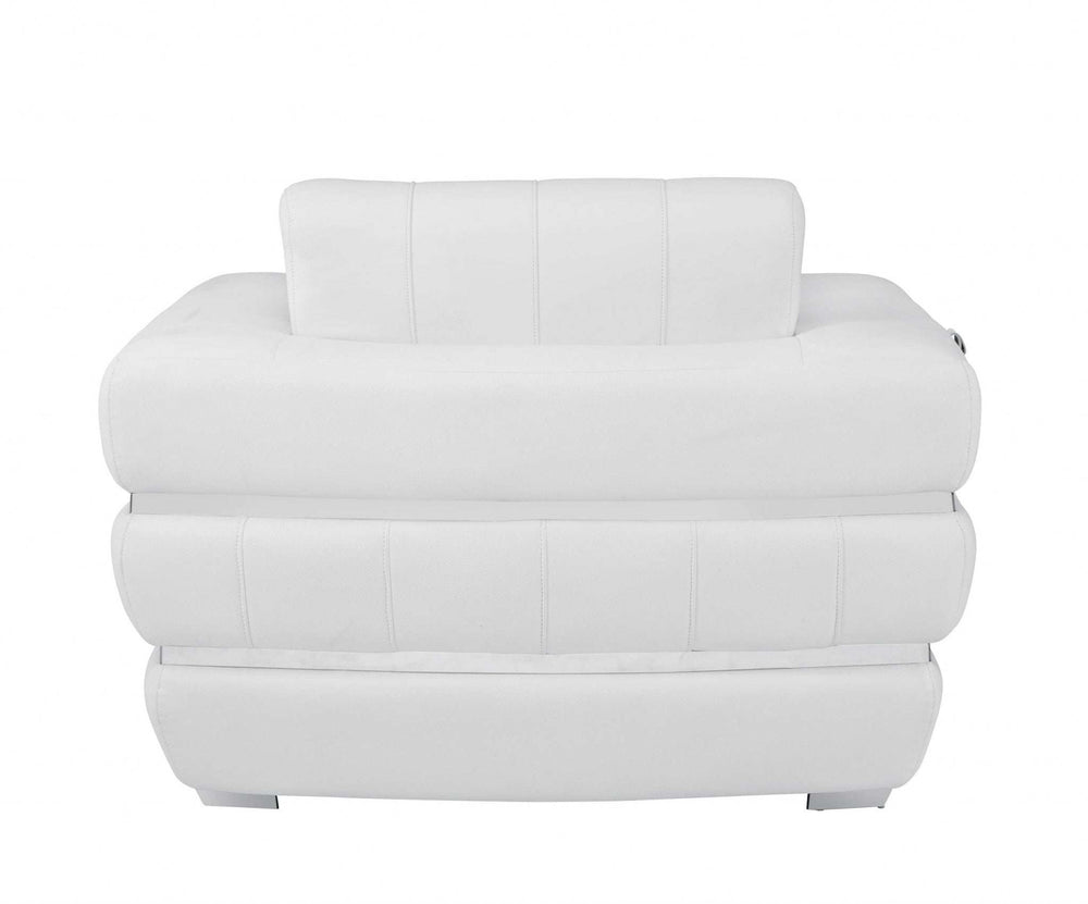 Winter White Stripe Top Grade Italian Leather Chair - Homeroots - Flyclothing LLC