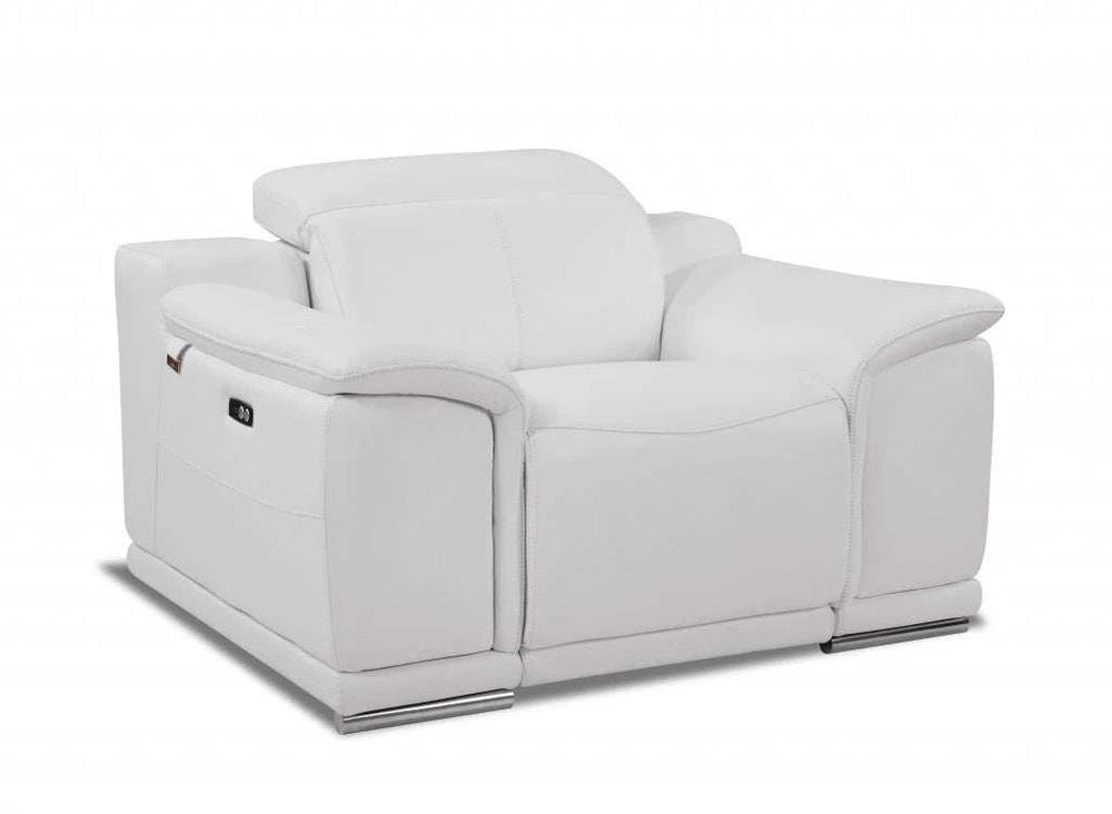 Mod Winter White Italian Leather Recliner Chair - Homeroots - Flyclothing LLC