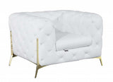 Glam White and Gold Tufted Leather Armchair - Homeroots - Flyclothing LLC
