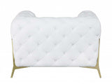 Glam White and Gold Tufted Leather Armchair - Homeroots - Flyclothing LLC