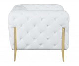 Glam White and Gold Tufted Leather Armchair - Homeroots - Flyclothing LLC