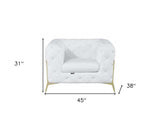 Glam White and Gold Tufted Leather Armchair - Homeroots - Flyclothing LLC
