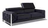89" Black Italian Leather Sofa With Silver Legs - Homeroots - Flyclothing LLC