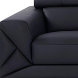 89" Black Italian Leather Sofa With Silver Legs - Homeroots - Flyclothing LLC