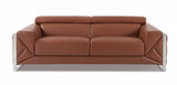 89" Camel Italian Leather Sofa With Silver Legs - Homeroots - Flyclothing LLC