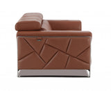89" Camel Italian Leather Sofa With Silver Legs - Homeroots - Flyclothing LLC