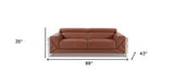89" Camel Italian Leather Sofa With Silver Legs - Homeroots - Flyclothing LLC