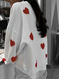 Valentine’s Day Heart Round Neck Long Sleeve Sweater - Trendsi - Flyclothing LLC