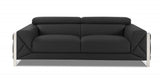 89" Dark Gray Italian Leather Sofa With Silver Legs - Homeroots - Flyclothing LLC