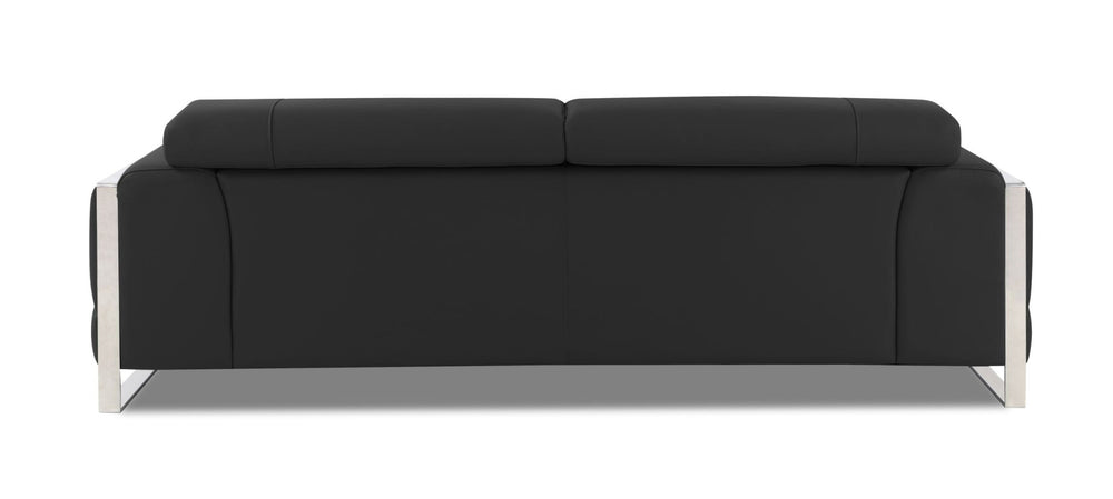 89" Dark Gray Italian Leather Sofa With Silver Legs - Homeroots - Flyclothing LLC