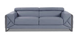 89" Light Blue Italian Leather Sofa With Chrome Legs - Homeroots - Flyclothing LLC