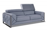 89" Light Blue Italian Leather Sofa With Chrome Legs - Homeroots - Flyclothing LLC