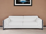89" White Italian Leather Sofa With Chrome Legs - Homeroots - Flyclothing LLC