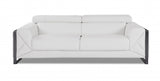89" White Italian Leather Sofa With Chrome Legs - Homeroots - Flyclothing LLC