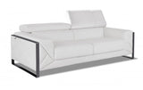 89" White Italian Leather Sofa With Chrome Legs - Homeroots - Flyclothing LLC