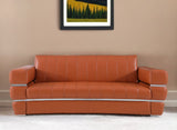 89" Camel Italian Leather Sofa With Silver Legs - Homeroots - Flyclothing LLC
