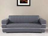 89" Dark Gray Italian Leather Sofa With Silver Legs - Homeroots - Flyclothing LLC