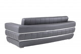 89" Dark Gray Italian Leather Sofa With Silver Legs - Homeroots - Flyclothing LLC