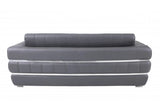 89" Dark Gray Italian Leather Sofa With Silver Legs - Homeroots - Flyclothing LLC
