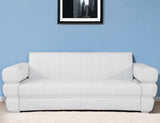 89" White Italian Leather Sofa With Silver Legs - Homeroots - Flyclothing LLC