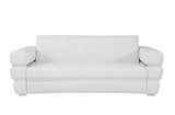89" White Italian Leather Sofa With Silver Legs - Homeroots - Flyclothing LLC